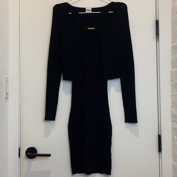 Cropped open-front cardigan + bodycon dress - Picture 1 of 7